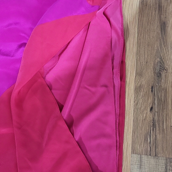 PHOEBE COUTURE 100% Silk Hot Pink & Purple Colorblock Shift Dress - Picture 8 of 14